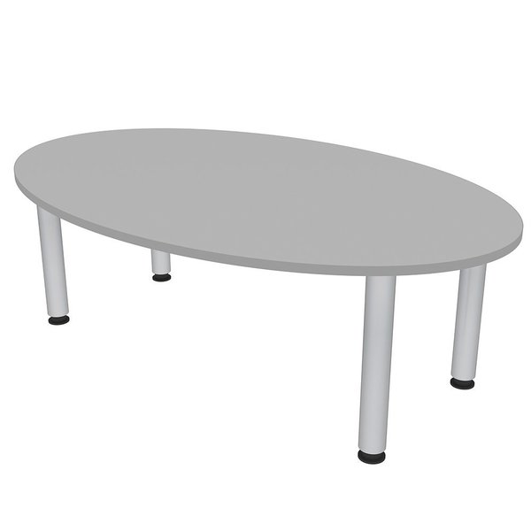 Skutchi Designs Small 5x3 Oval Conference Table with Silver Post Legs, 4 Person Meeting Room Table, Light Gray HAR-OVL-34X60-PT-01